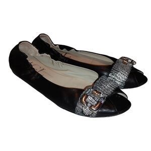 AGL Black Leather Loafer Flats